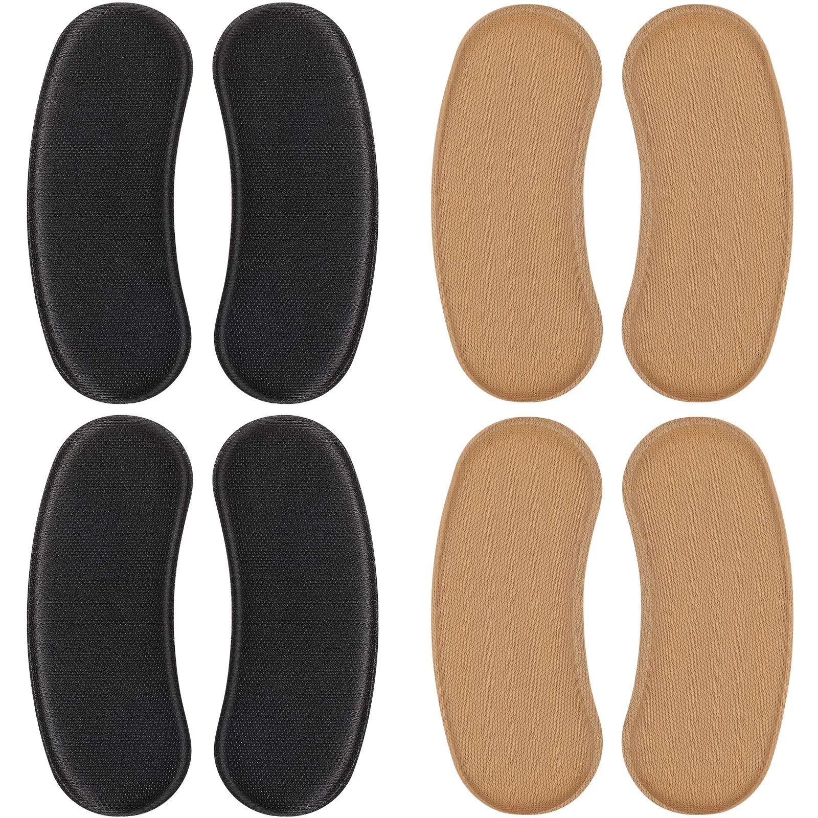 4 Pairs Heel Grips Heel Shoe Grip Liner Self Heel Inserts Cushion Pads Stickers Foot Care Protector Back of Heel Protector (Black, Brown)