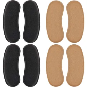 4 Pairs Heel Grips Heel Shoe Grip Liner Self Heel Inserts Cushion Pads Stickers Foot Care Protector Back of Heel Protector (Black, Brown)