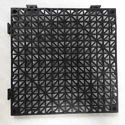 4pcs Modular Interlocking Cushion 11.5" x 11.5" Floor Tile Mat Mats Drain Pool Shower Home Indoor/Outdoor (Black)