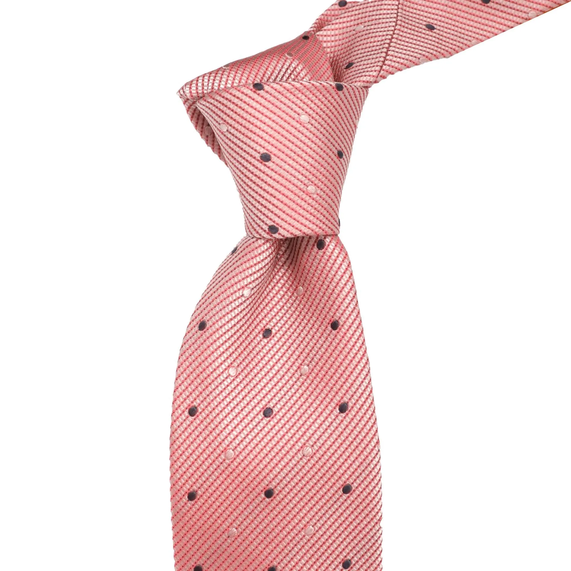 A.Azthom 8cm Pink Pokka Dot Woven Necktie