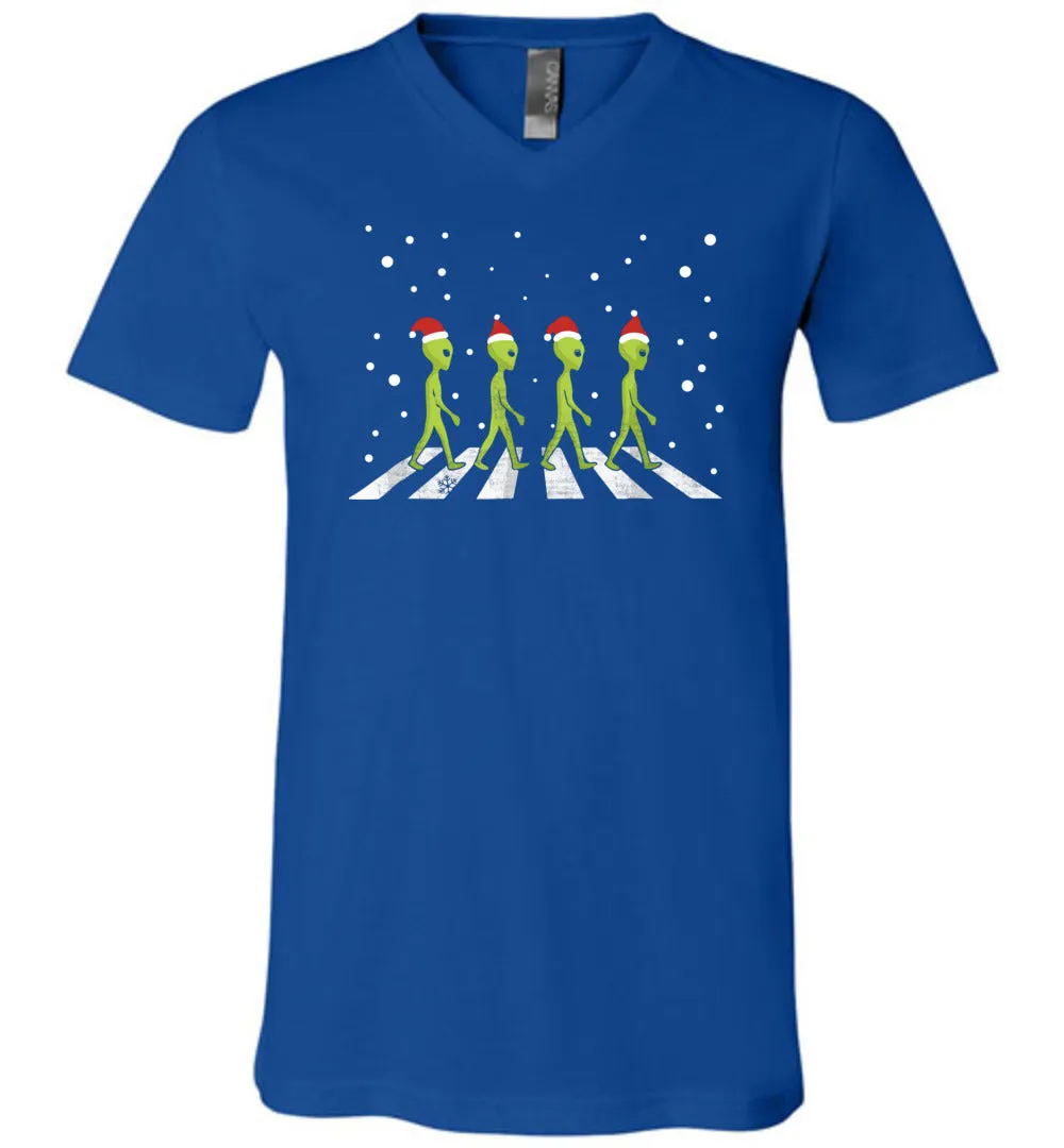 Aliens Crossing Street - Christmas Unisex V-Neck