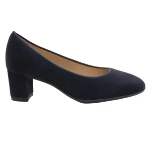 Ara Women's Kendall Classic Block Low Heel Pump Blue Kid Suede