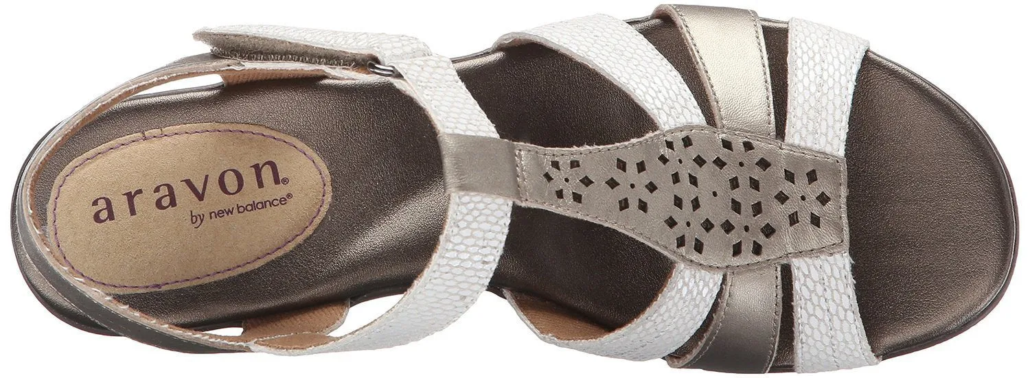 Aravon Mary-AR Dress Sandal, White (Women)