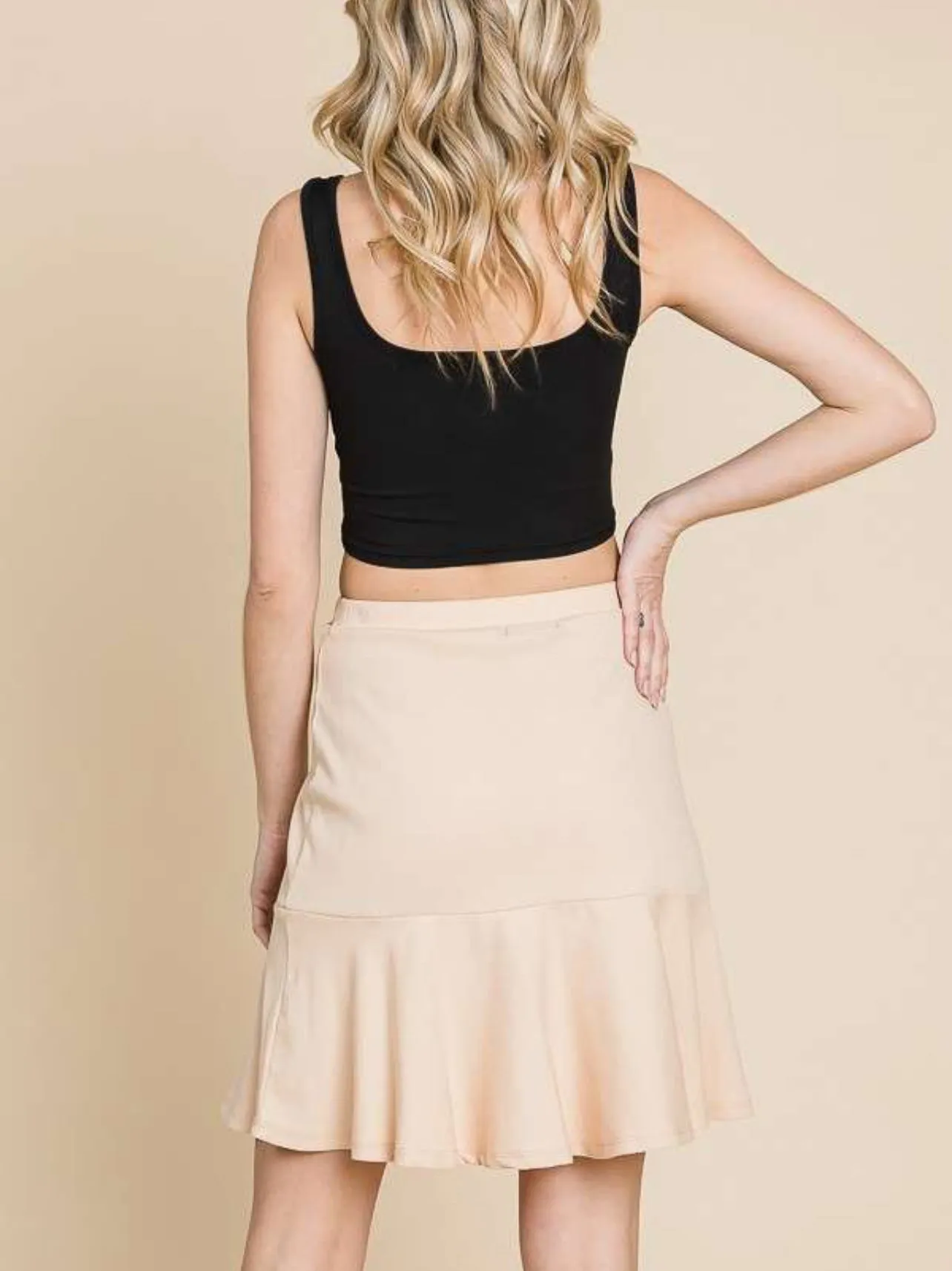 Beige Ruffle Flounce Skirt