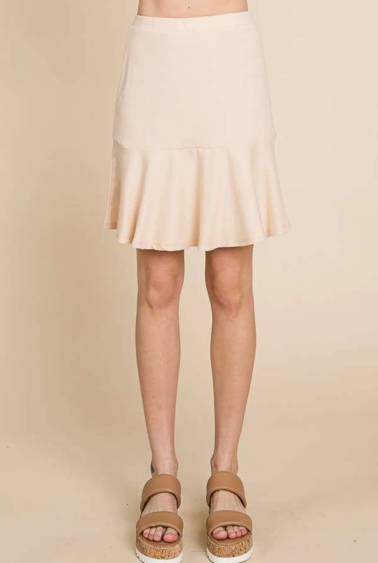 Beige Ruffle Flounce Skirt