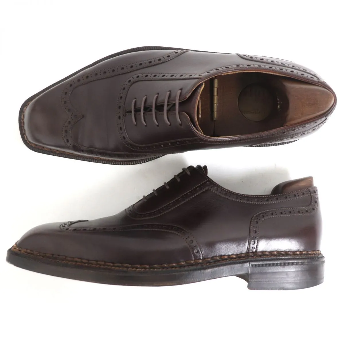 Berluti Leather Wingtip Dress Shoes Brown