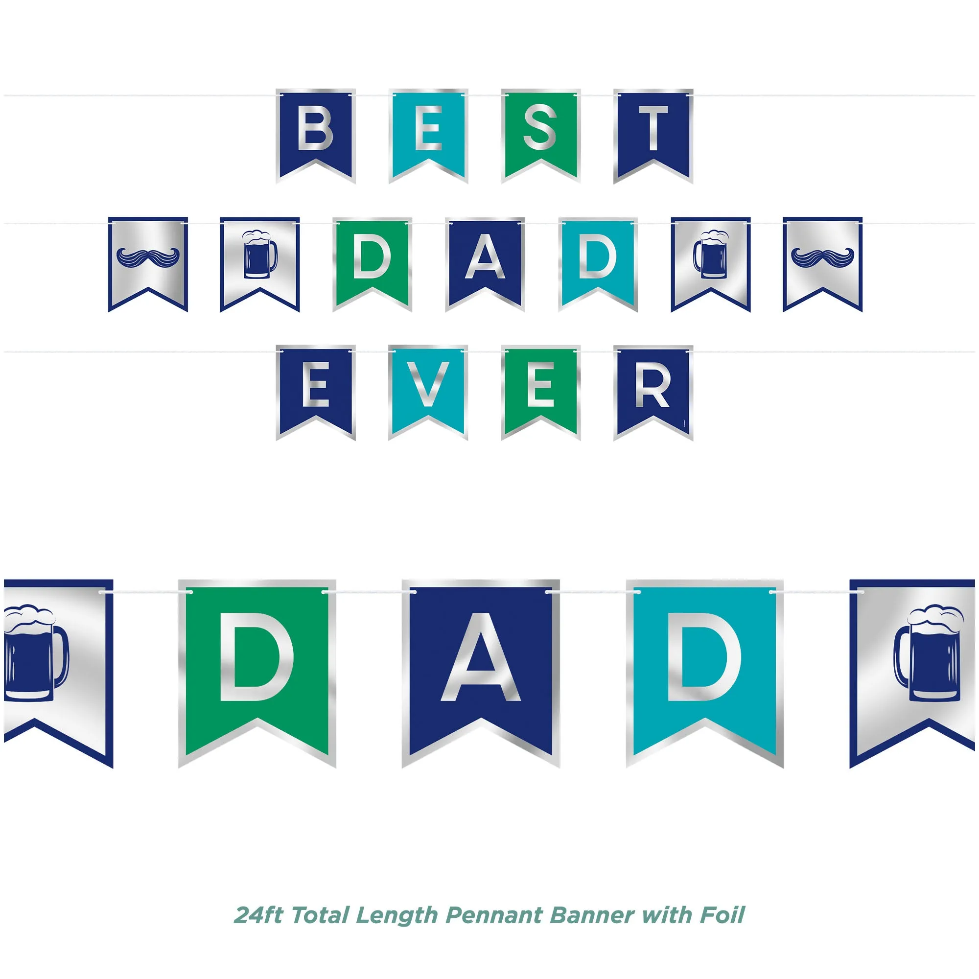 Best Dad Ever Foil Banner Garland Decoration for Father's Day & Dad's Birthday 3 Piece Set