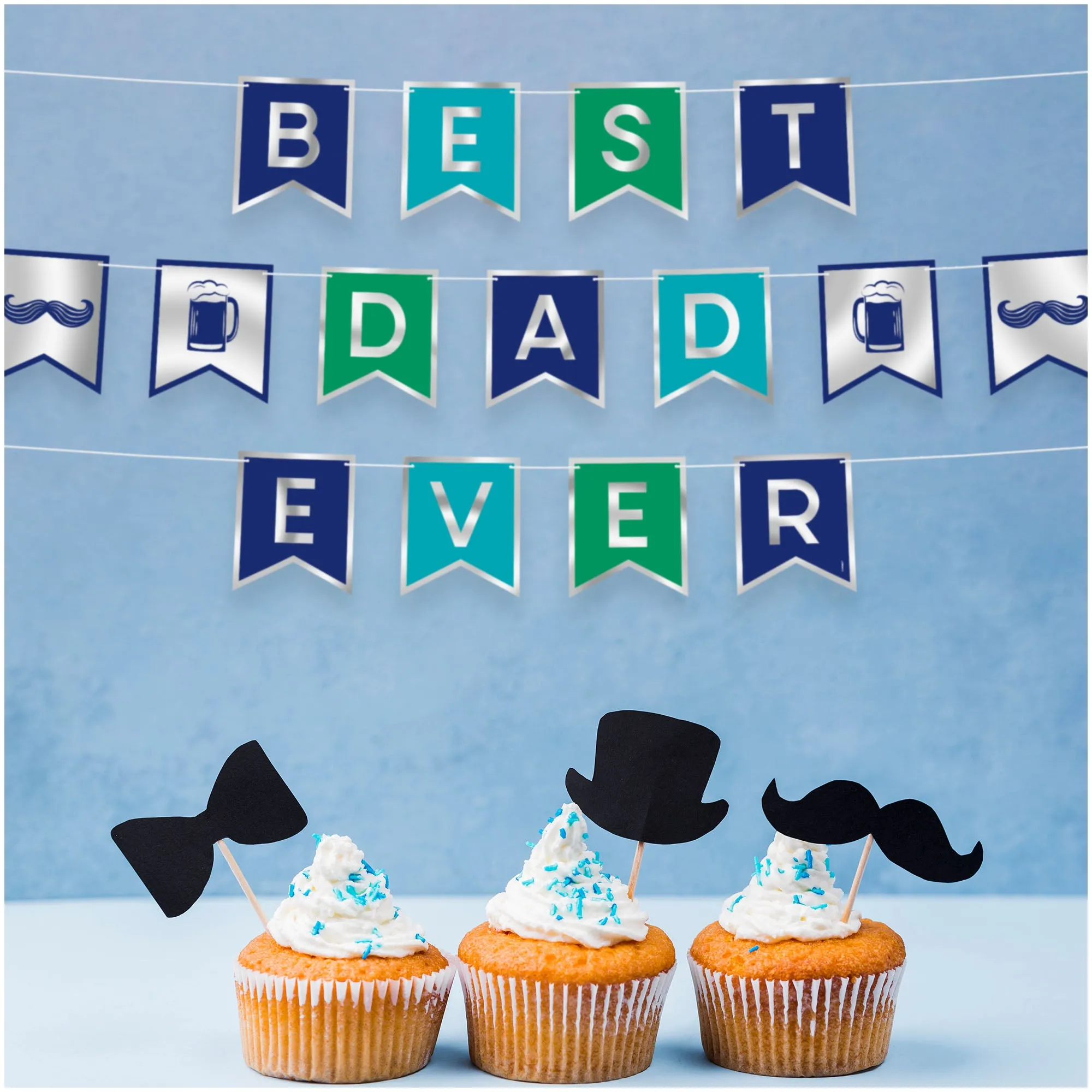 Best Dad Ever Foil Banner Garland Decoration for Father's Day & Dad's Birthday 3 Piece Set