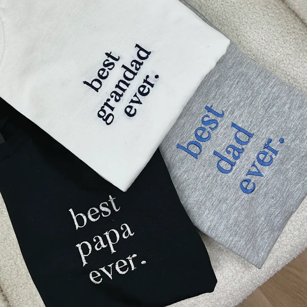 Best Papa Ever Black/ Silver Embroidered Pocket Logo T-shirt