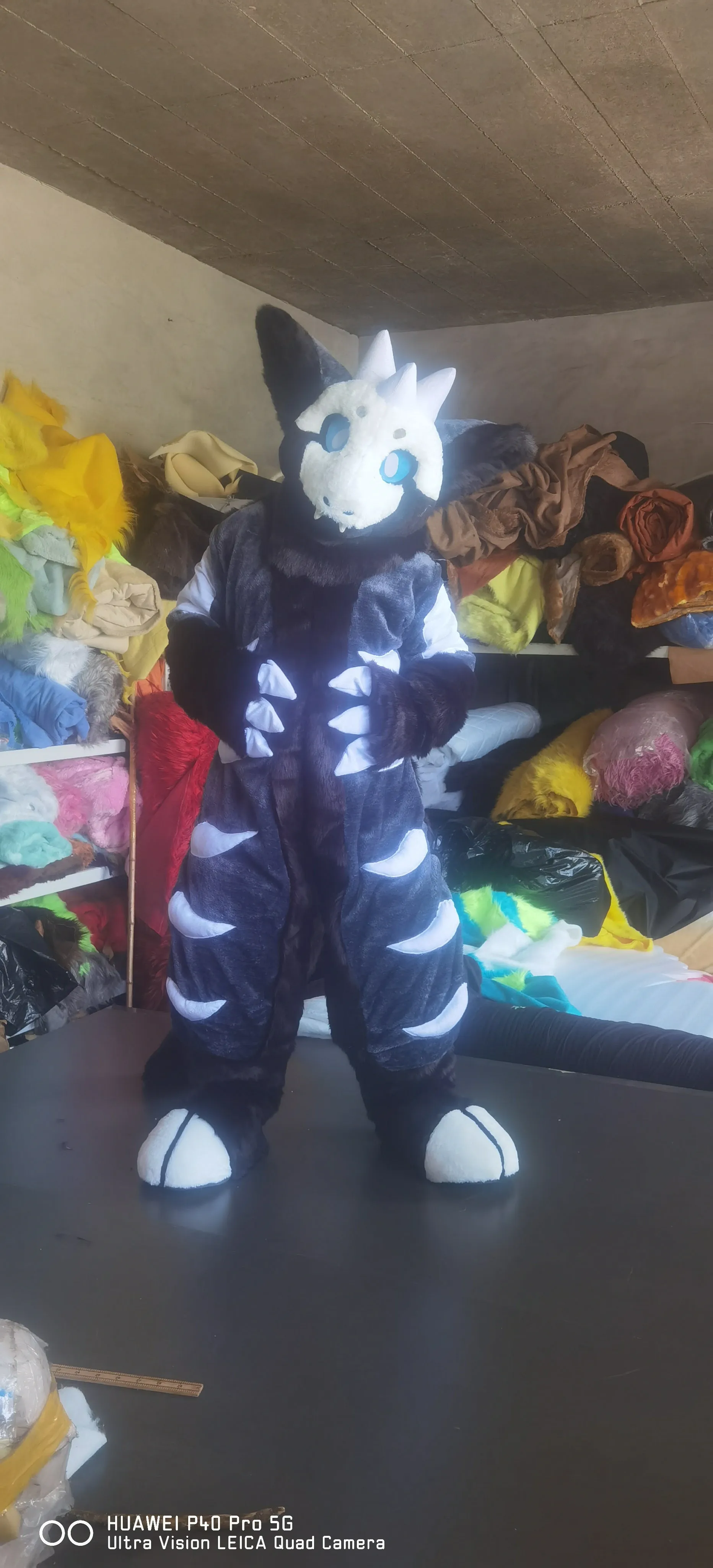 Black Horn Dragon Fox Cat Fursuit Kigurumi Furry Costumes Size M