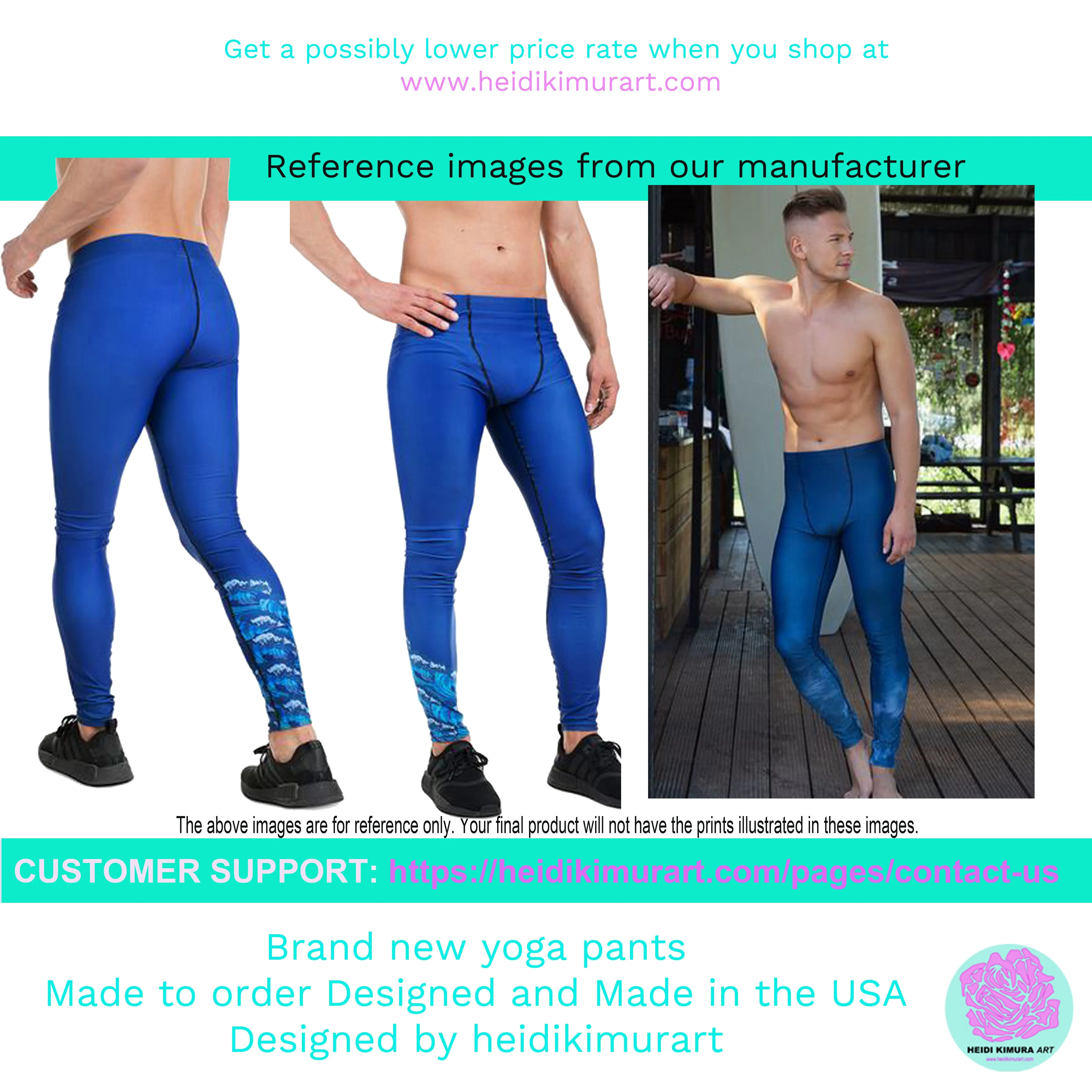 Blue Abstract Men's Leggings, Colorful Rave Sexy Run Tights Meggings-Made in USA/EU