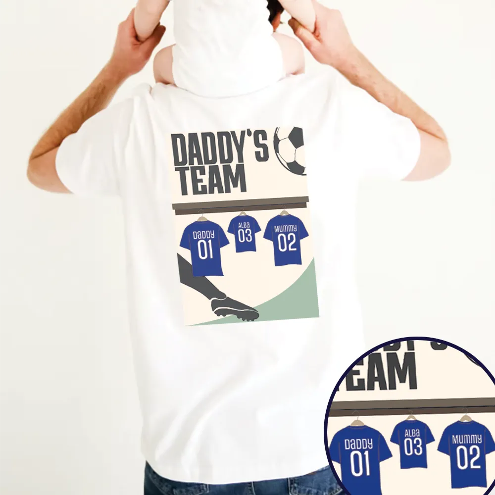 Blue Daddy's Team Poster Back Graphic T-shirt