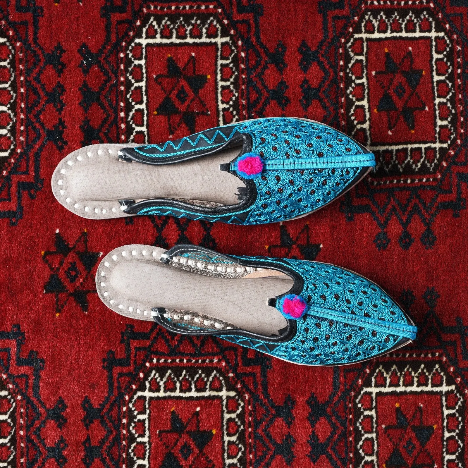 Blue Embroidered Jutti Slippers