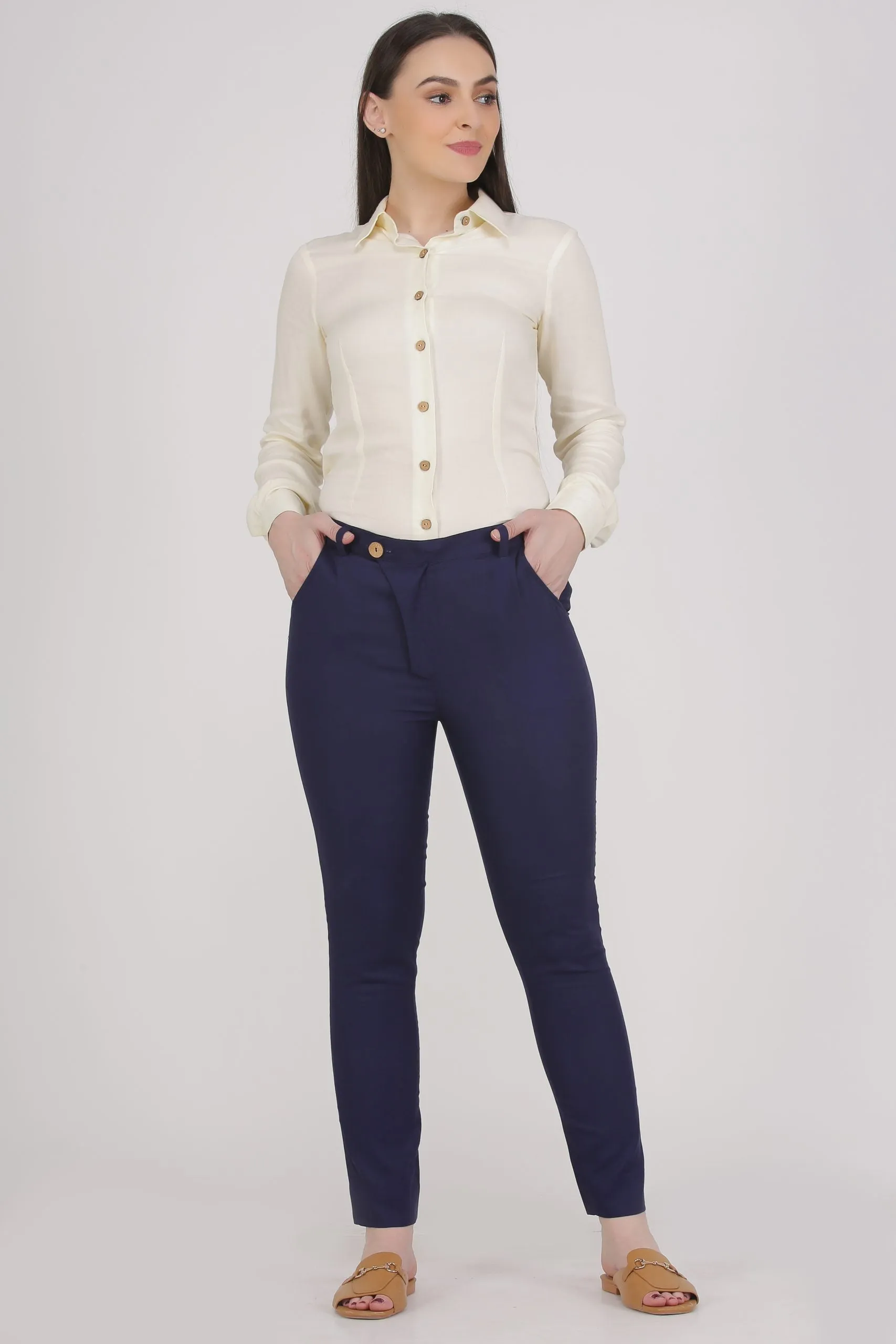 Blue Formal Trouser for Women