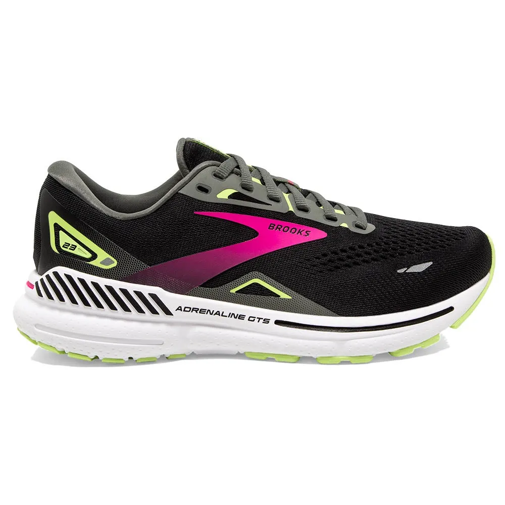 Brooks Adrenaline GTS 23 Wide (Womens) - Black/Gunmetal/Sharp Green