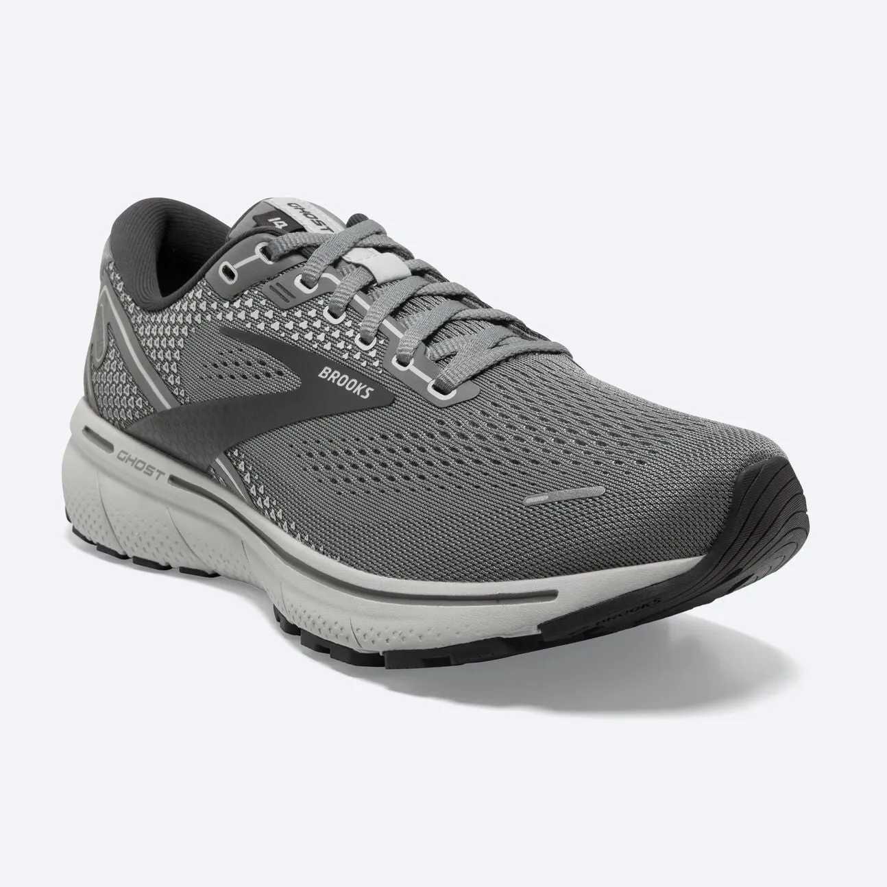 Brooks Mens Ghost 14 Wide- Grey/Alloy/Oyster (1103691D067)