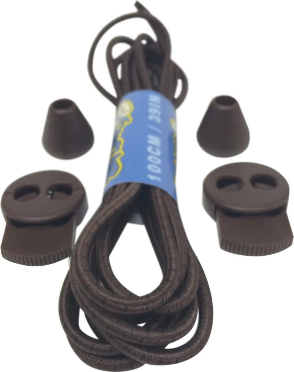 Brown Black Lockable Laces - 3mm wide