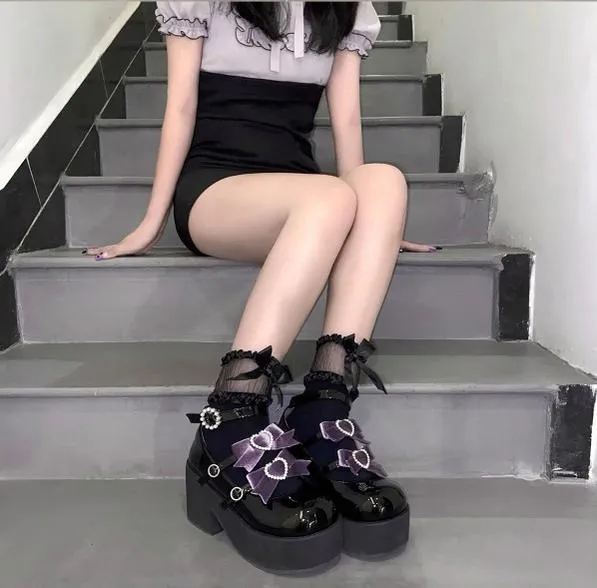 (Buy For Me)~Sheep Puff~Sweet Lolita Heel Punk Platform Shoes