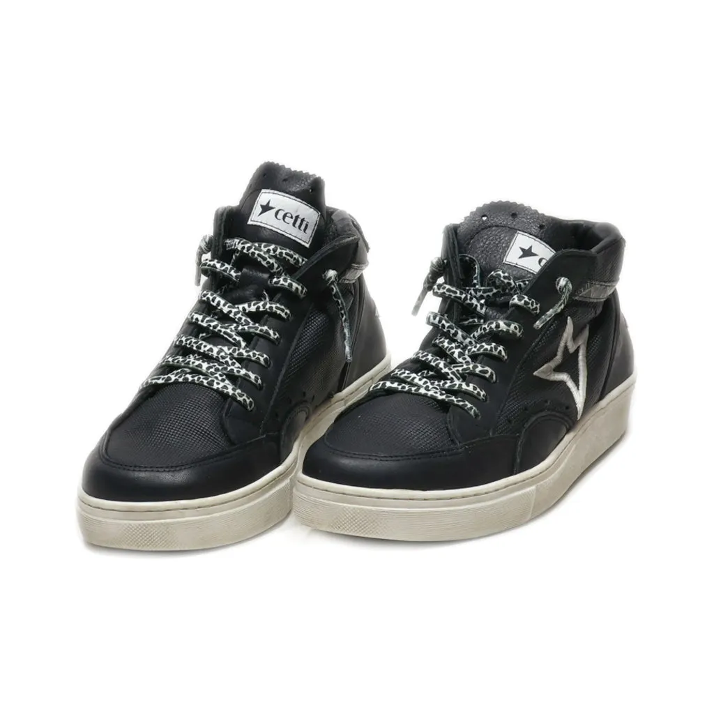 Cetti Lace Ups Leather Black Colour For Women