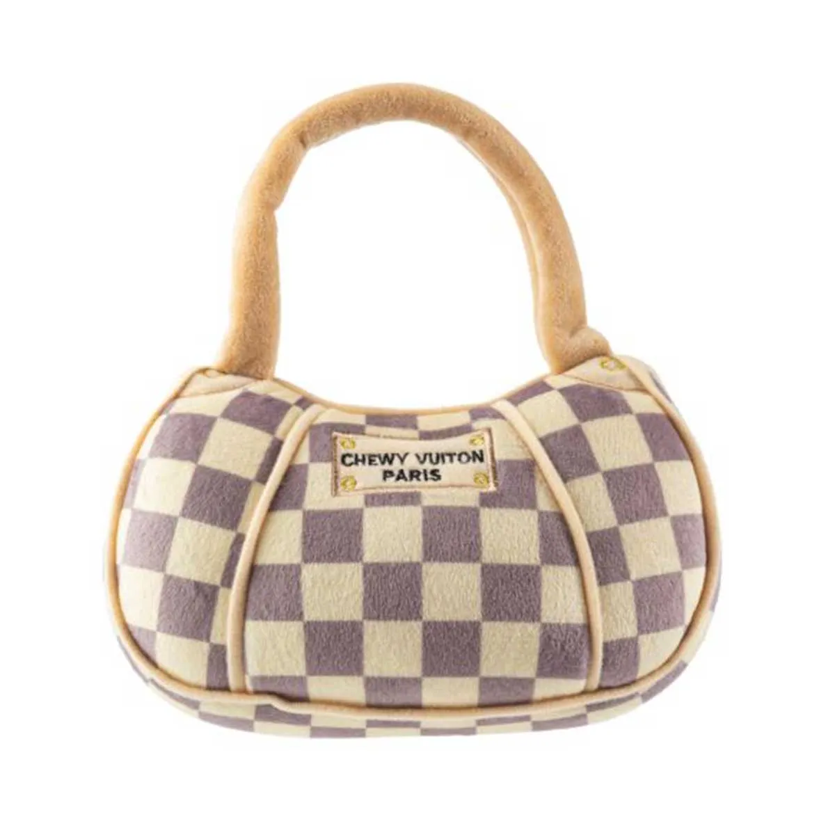 Checker Chewy Vuiton Handbag Dog Toy