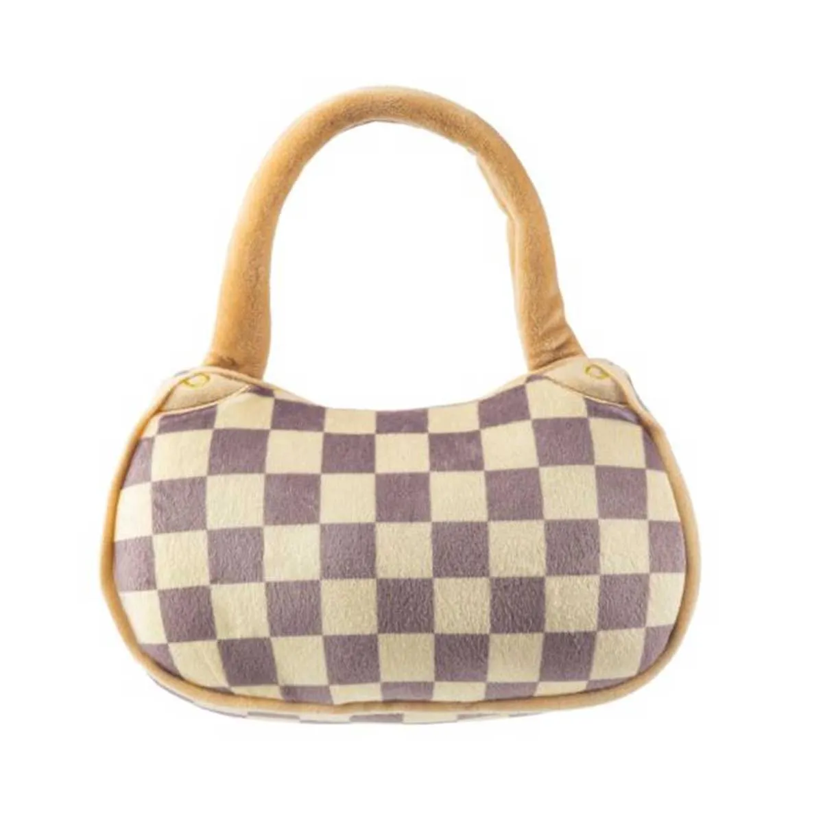 Checker Chewy Vuiton Handbag Dog Toy