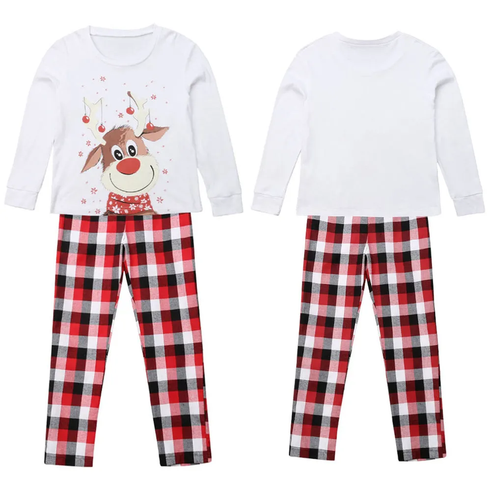 Christmas Elk Print Pajama Set Matching Family Pyjamas Xmas Nightwear