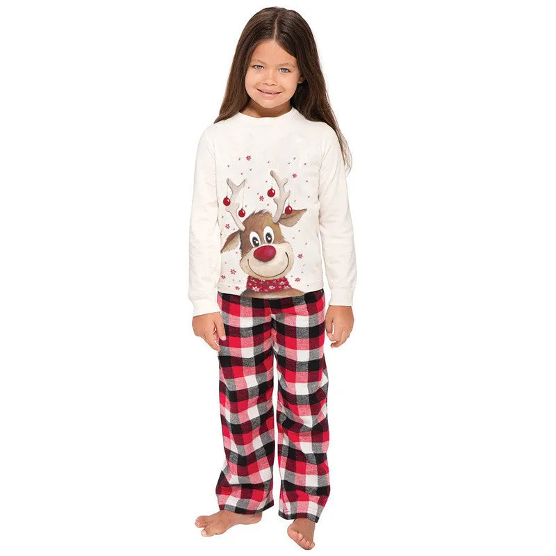 Christmas Elk Print Pajama Set Matching Family Pyjamas Xmas Nightwear