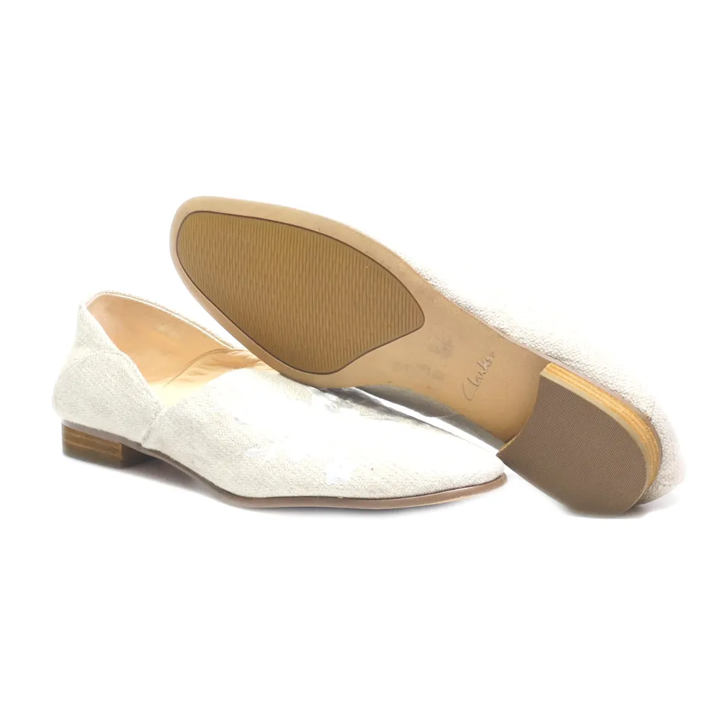 Clarks Slip Ons Fabric Beige Colour For Women