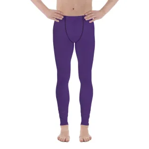 Dark Purple Meggings, Purple Solid Color Best Long Stretchy Compression Tights Men's Leggings-Made in USA/MX/EU