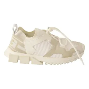 Dolce & Gabbana White Fabric Suede Sorrento Lace Up Sneakers Shoes