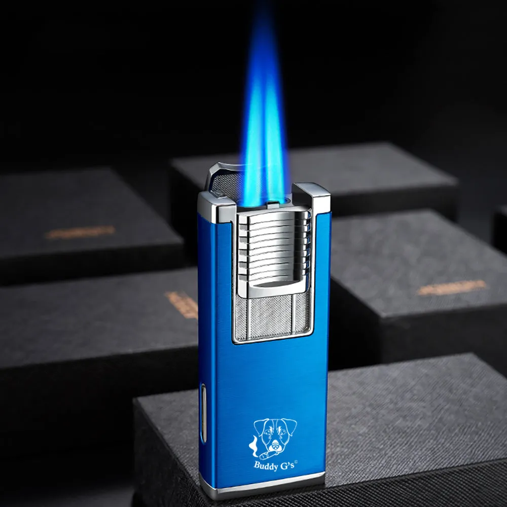 Double Burner Refillable Butane Windproof Double Jet Torch Lighter