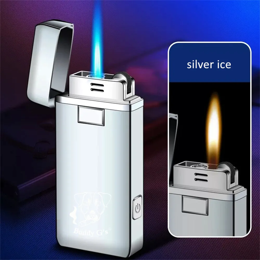 Dual Burner Butane Soft Flame Refillable and Jet Torch Lighter and Bonus Flashlight