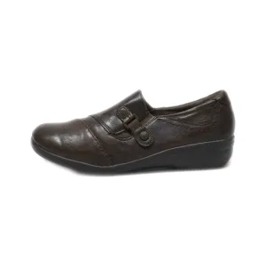 Earth Spirit Slip Ons Leather Brown Colour For Women