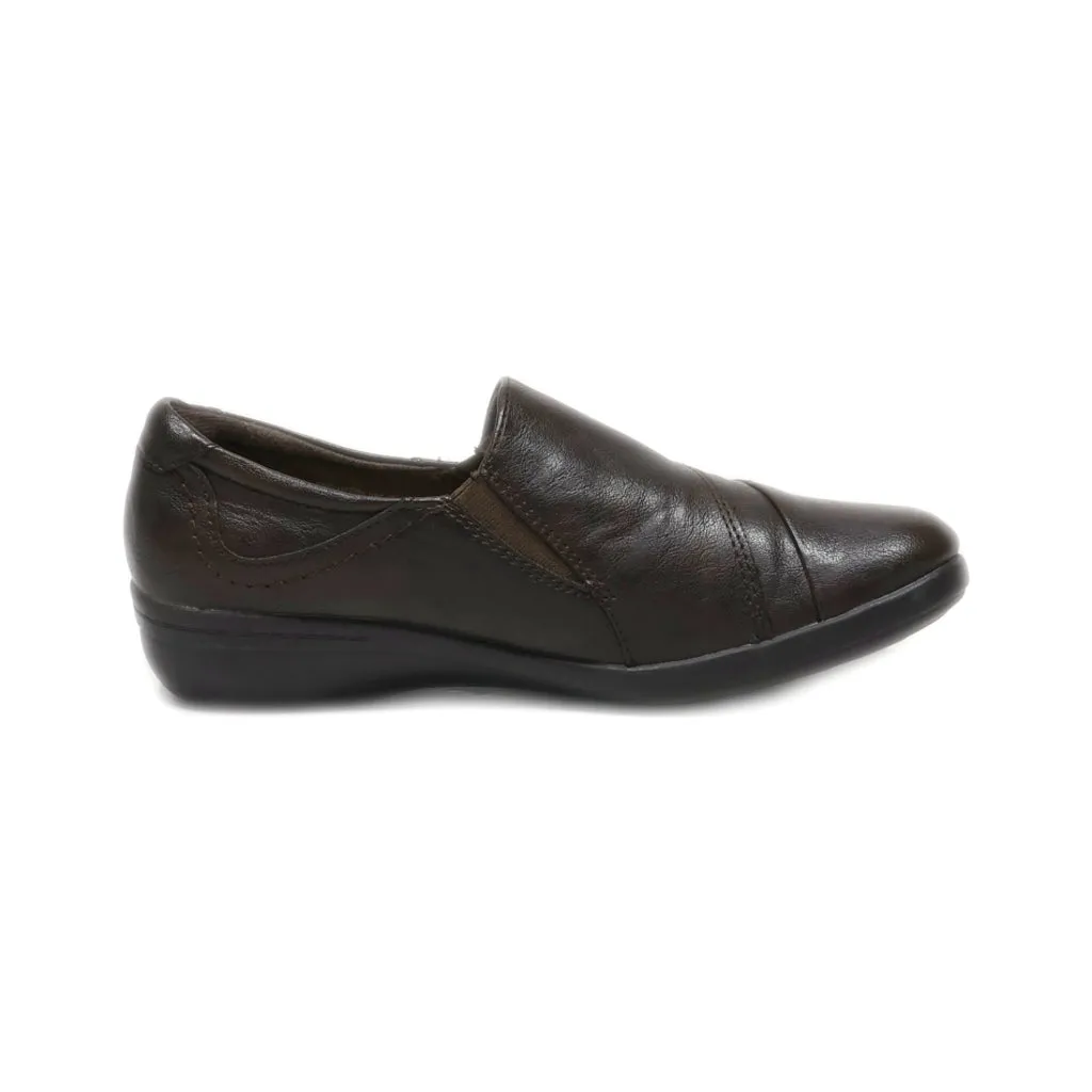 Earth Spirit Slip Ons Leather Brown Colour For Women