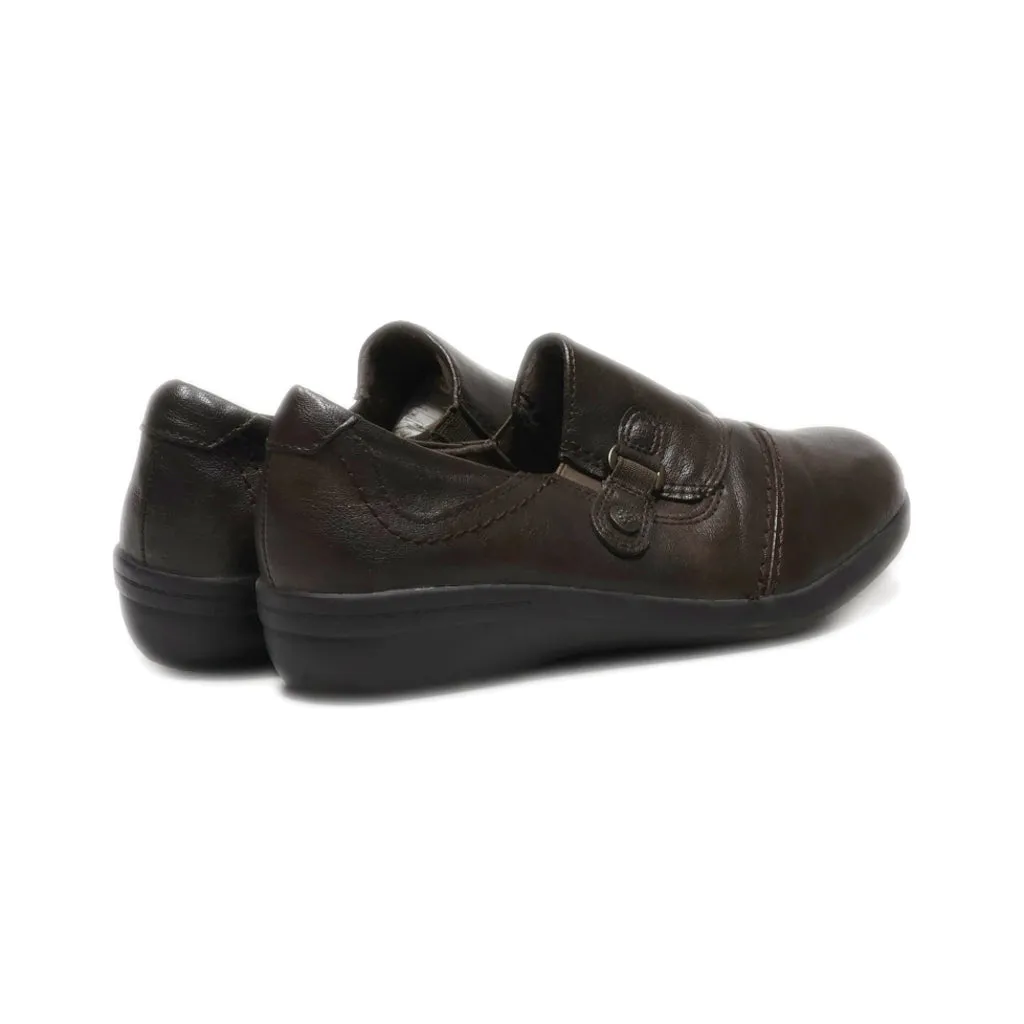 Earth Spirit Slip Ons Leather Brown Colour For Women