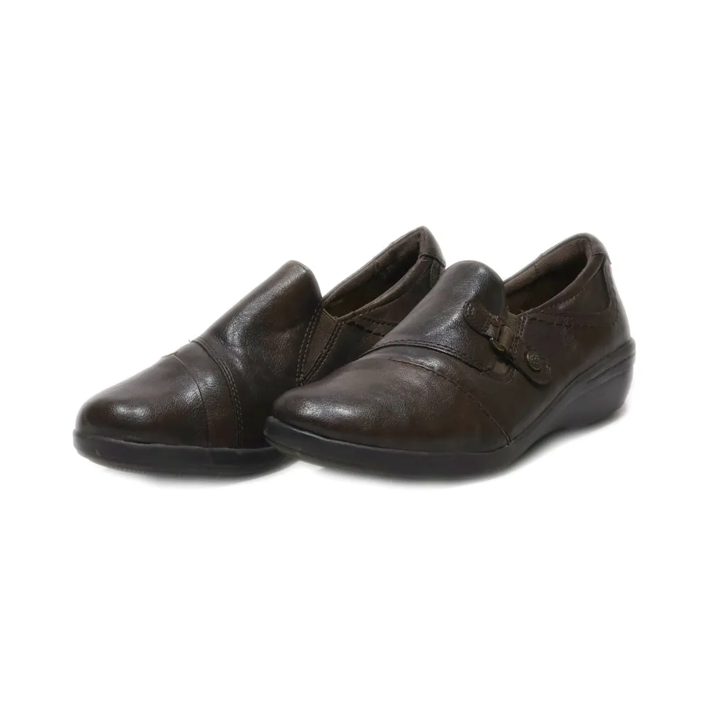 Earth Spirit Slip Ons Leather Brown Colour For Women