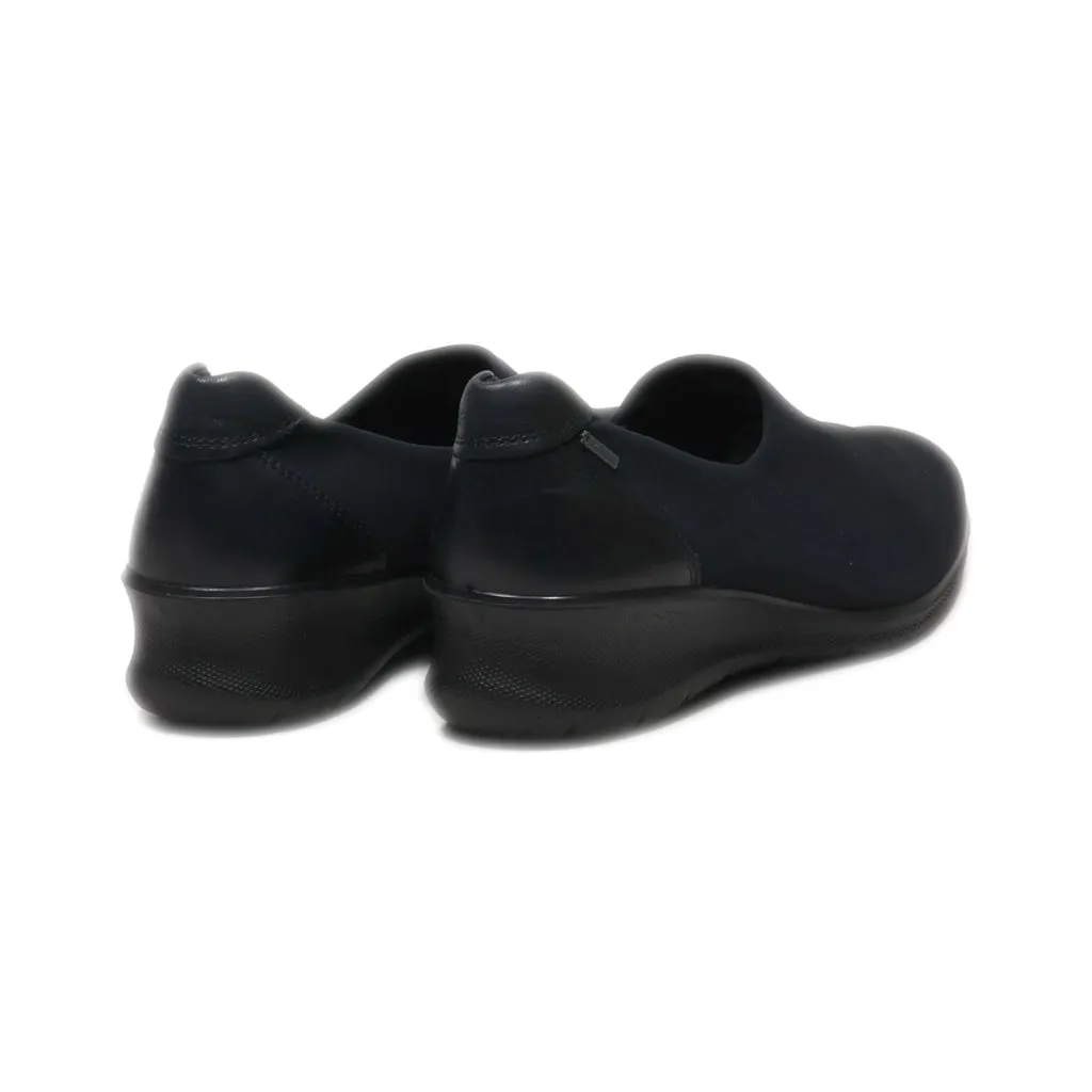 Ecco Slip Ons Leather Black Colour For Women