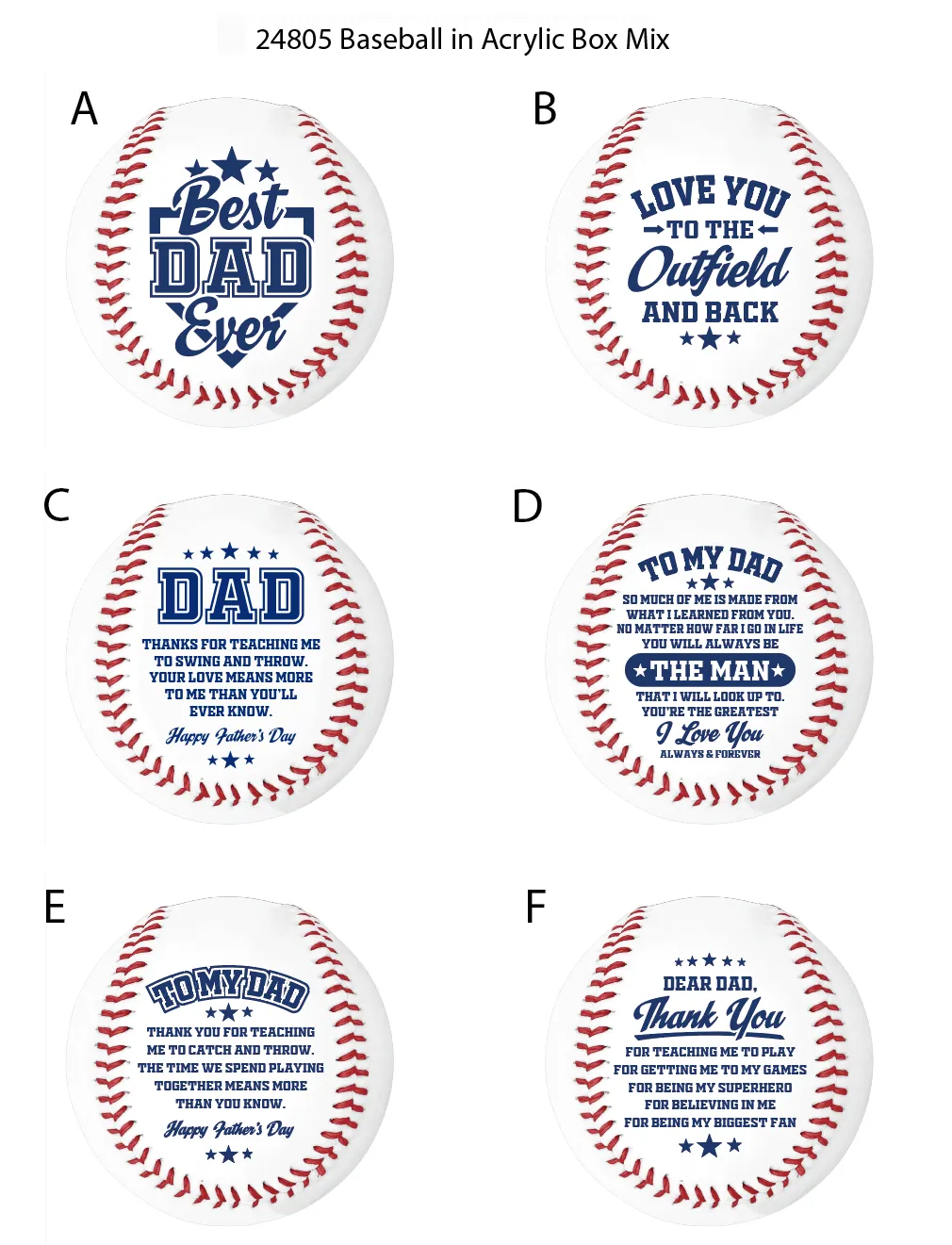 Father's Day Baseball Keepsake - 6 Pieces Per Pack 24805B