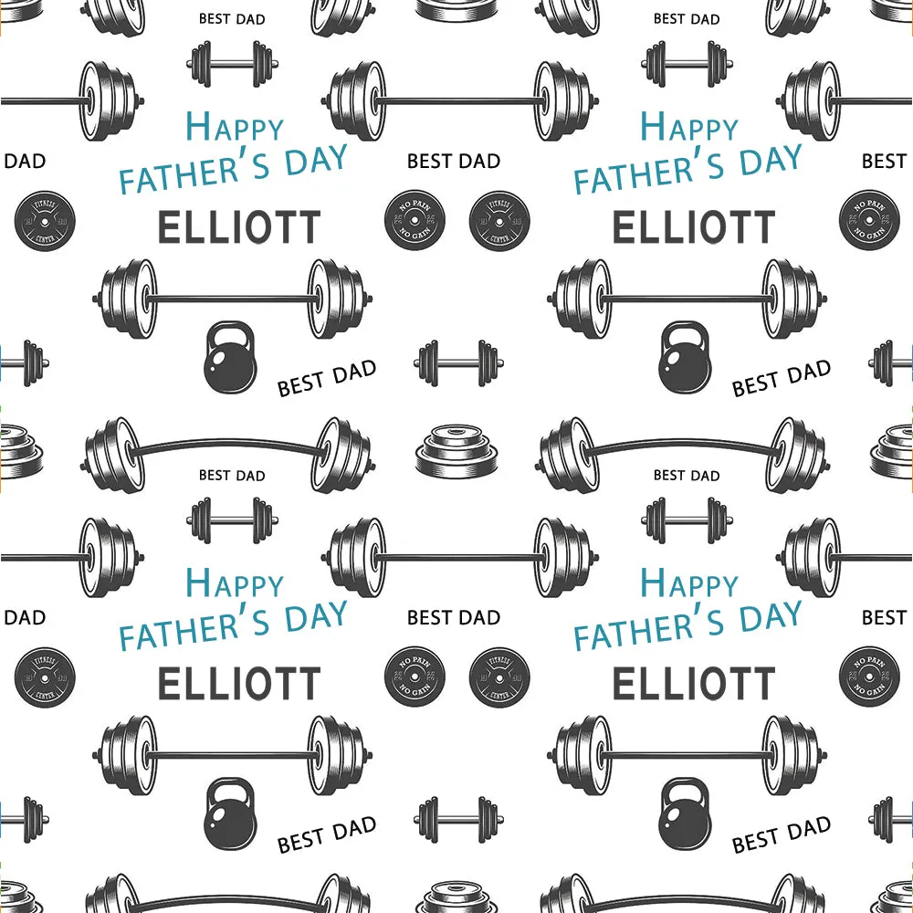 Father's Day Gym Dumbell Personalised Wrapping Paper