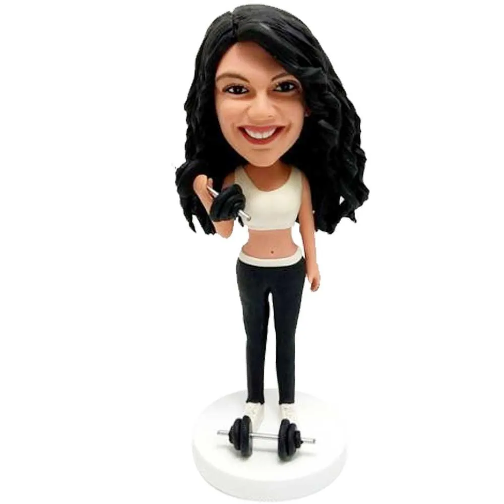 Female With Barbell Custom Figure Bobblehead