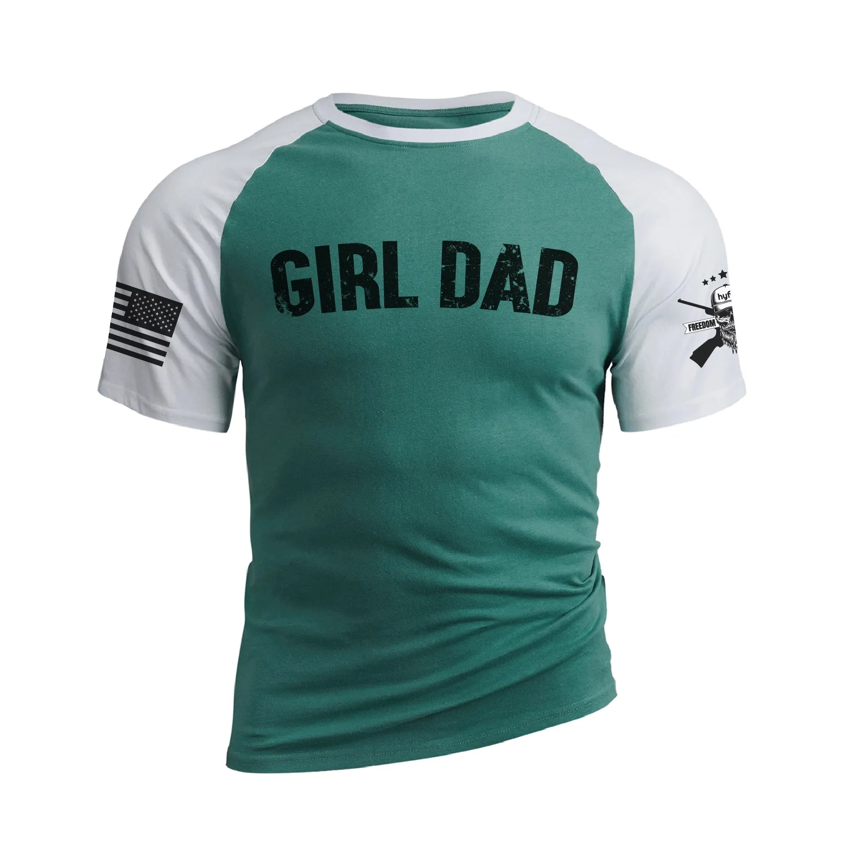 GIRL DAD 100% COTTON RAGLAN GRAPHIC TEE