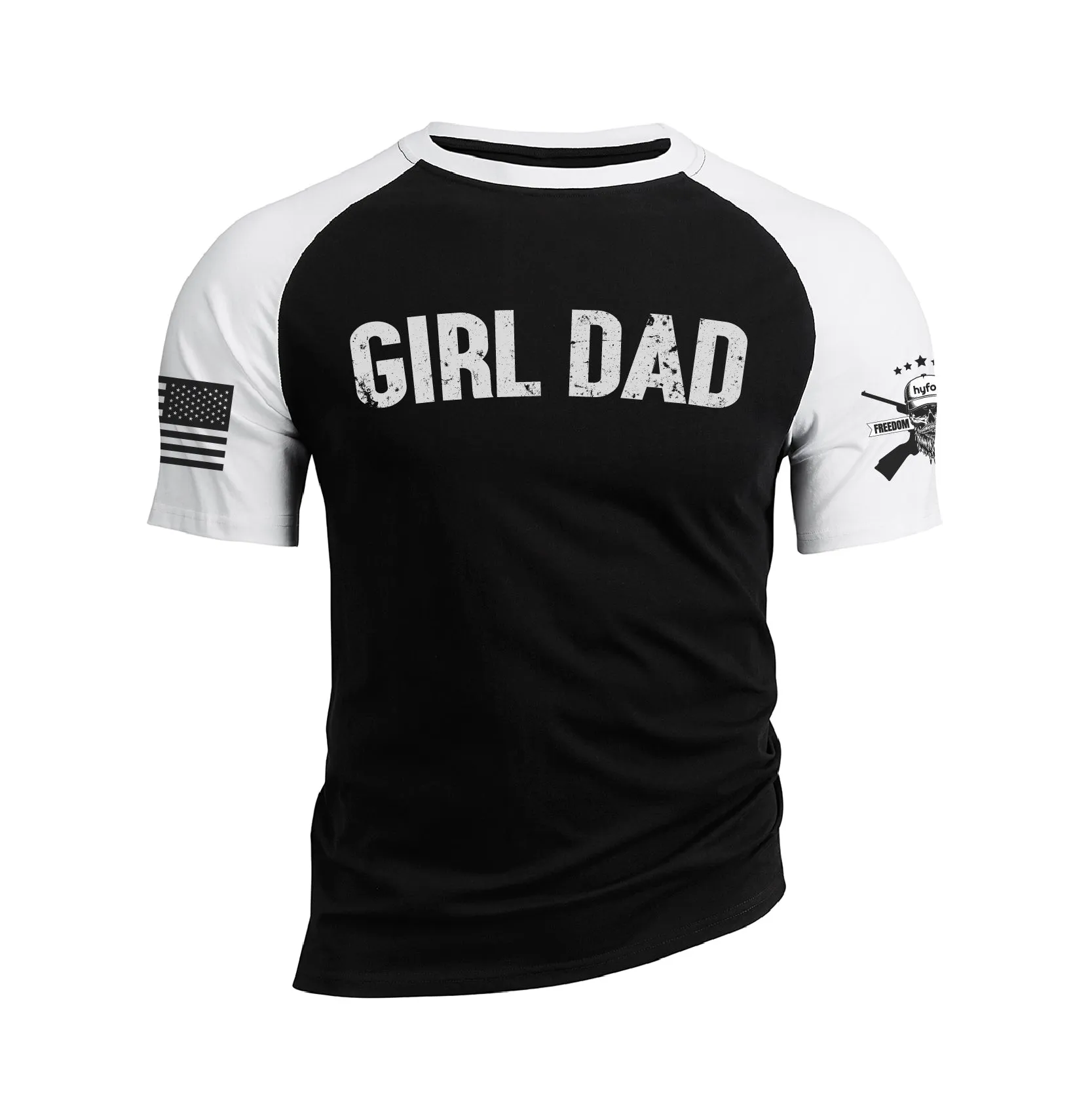 GIRL DAD 100% COTTON RAGLAN GRAPHIC TEE