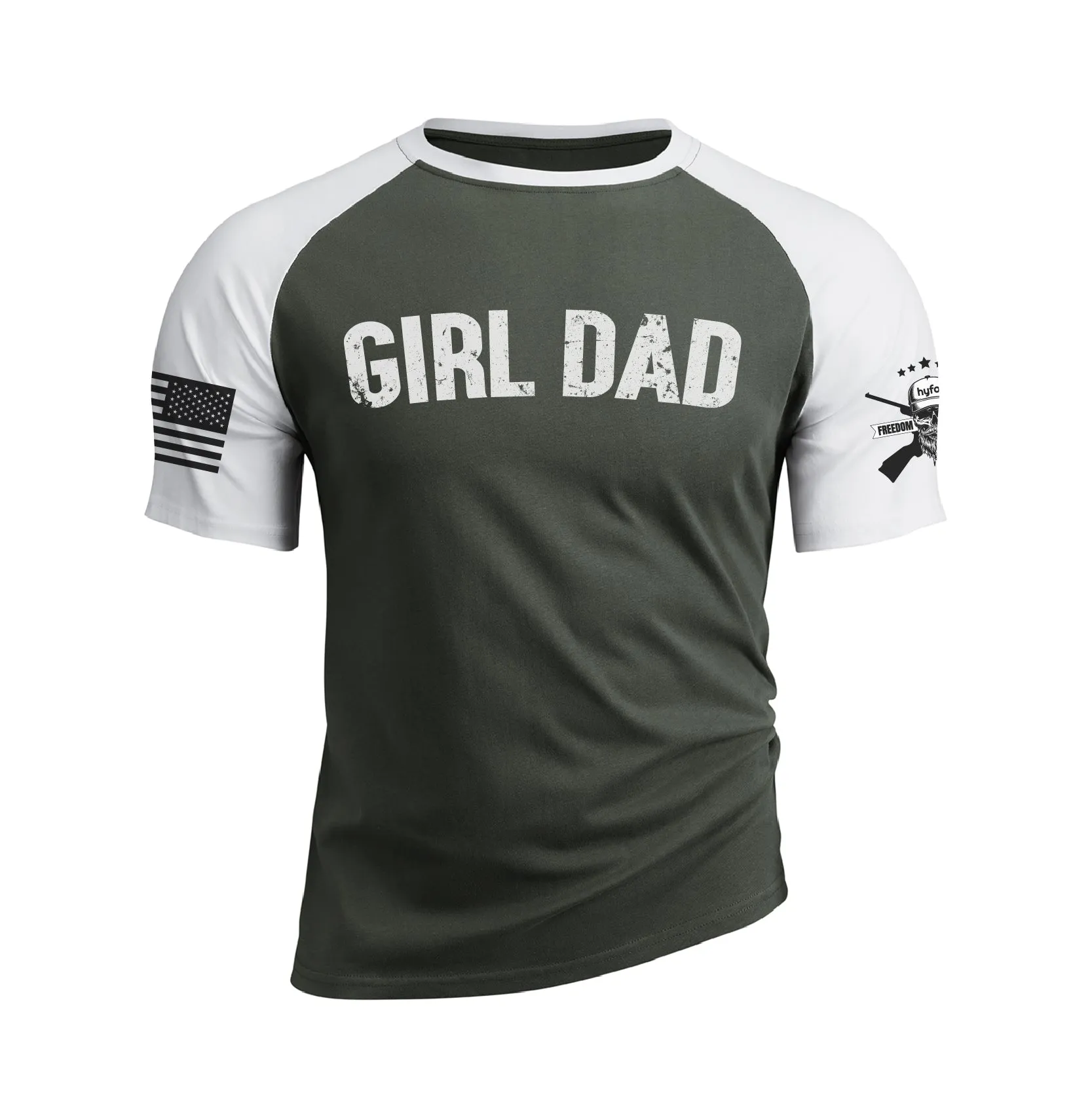 GIRL DAD 100% COTTON RAGLAN GRAPHIC TEE