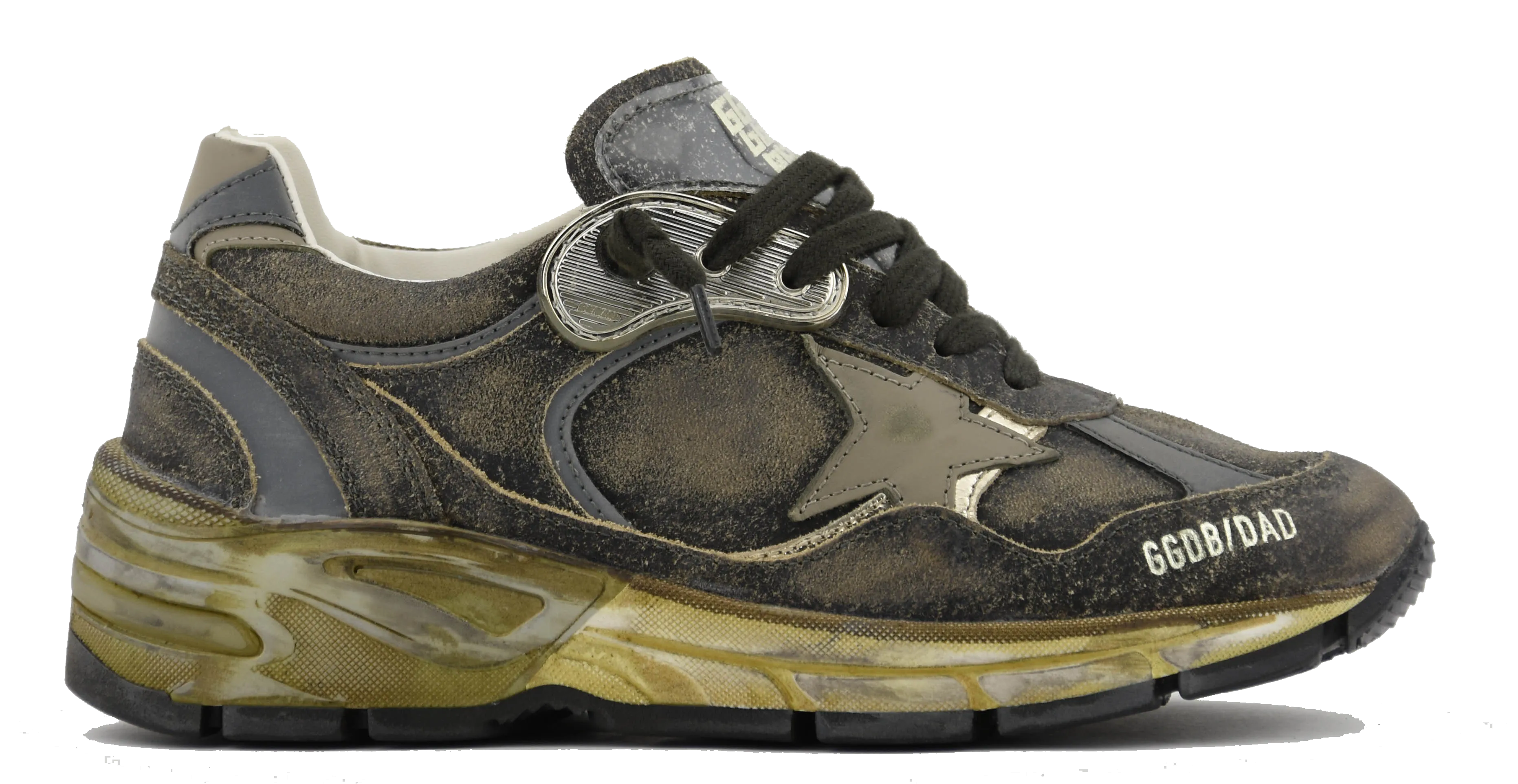 GOLDEN GOOSE RUNNING DAD BLACK SILVER KAKI