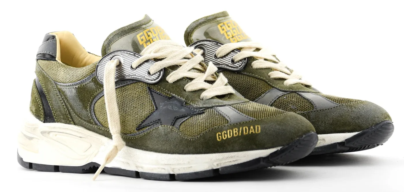 GOLDEN GOOSE RUNNING DAD OLIVE GREEN