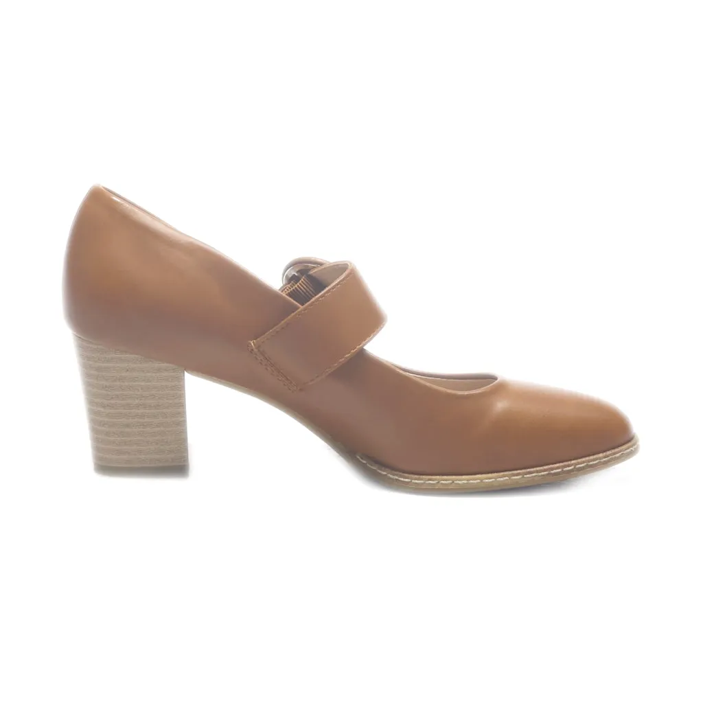 Graceland Mid-Heel Shoes Leather Brown Colour For Women