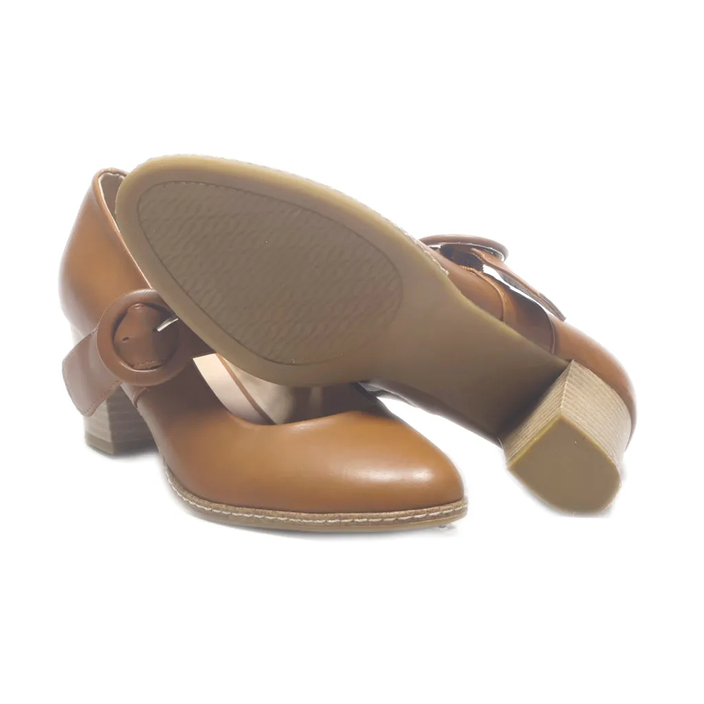 Graceland Mid-Heel Shoes Leather Brown Colour For Women