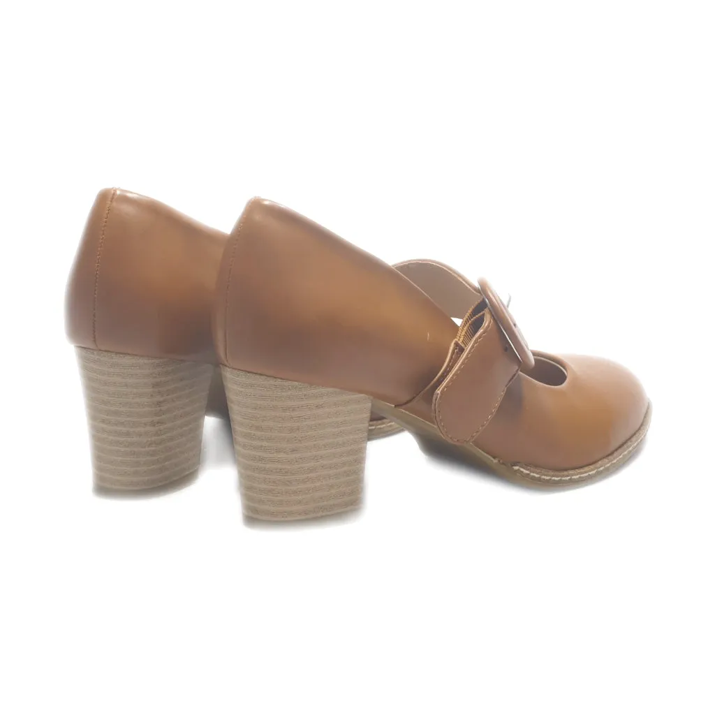 Graceland Mid-Heel Shoes Leather Brown Colour For Women