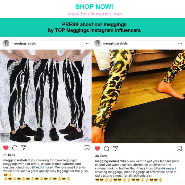 Green Black Zebra Meggings, Striped Animal Print Sexy Men's Workout Gym Tights Pants