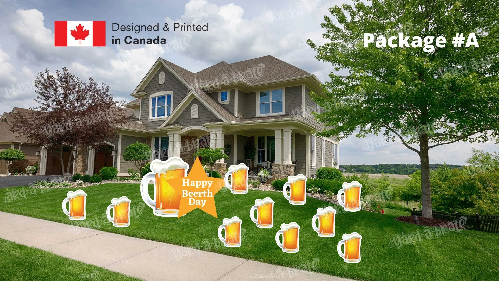 Happy BeerthDay Yard Sign (11 or 22 pcs) Beer Mugs